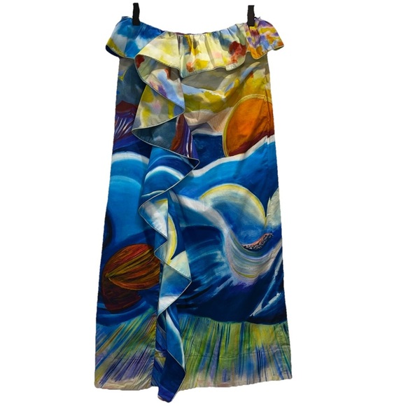 ULLA JOHNSON Holland wrap jacket Nora skirt set multicolor watercolor sz 4 new - Picture 14 of 16